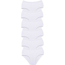 ModaSize 6 Adet Tutku Kadın Yüksek Bel Bato Kalın Lastik Külot Beyaz
