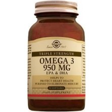 Solgar Omega-3 950 Mg 50 Softjel Balık Yağı Doymamış Yağ Asitleri İçeren Takviye Edici Gıda