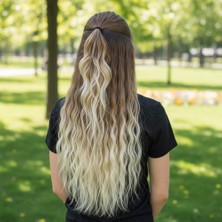 Fiber Sentetik Kabarık Dalgalı Yarım Ay + 2 Yan Çıt Çıt / Kumral Platin Ombreli