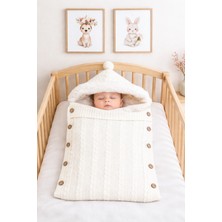 Sitilin Kız Erkek Bebek Düğmeli Krem Anakucağı Kundak Yenidoğan Hediyesi STL753