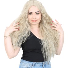 Seçkin Trend Kabarık Dalgalı Uzun Fiber Sentetik Peruk / Balköpüğü / Platin Röfleli