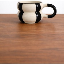 Siyah Çizgili Seramik Kupa (El Yapımı)