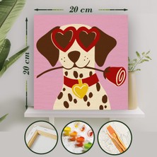 Palmiye Hobi Sanat Sayılarla Boyama 20X20 Tuval Seti Fırça Boya Dahil Çıtaya Gerili - Aşk Köpeği