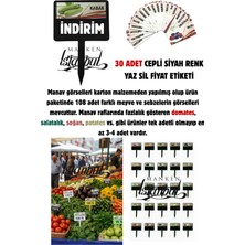 Manken İstanbul 30 Adet Manavlar Pazarcılar Marketler Için Siyah Cepli Yaz-Sil Etiket ( 108 Çeşit Ürün )