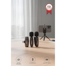 Yaka Mikrofonu Type-C, 360 Ses Algılama, Kablosuz, Siyah