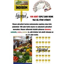 Manken İstanbul 100 Adet Manavlar Pazarcılar Marketler Için Sarı Cepli Yaz-Sil Etiket ( 108 Çeşit Ürün )