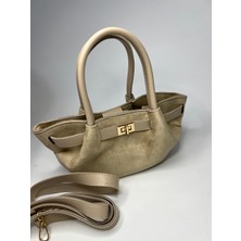 Özbu Kemer Detaylı Mini Süet Nubuk Model  Çanta