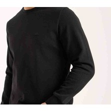 Lacoste Basic Bisiklet Yaka Siyah Regular Fit Sweatshirt