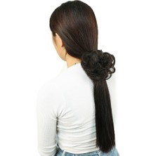 Saçlı Lastikli Topuz Toka / Kahverengi