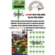 Manken İstanbul 20 Adet Manavlar Pazarcılar Marketler Için Yeşil Cepli Yaz-Sil Etiket ( 108 Çeşit Ürün )