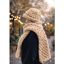 Mazsay El Örgüsü Atkı Bere Takımı Kıvırcık