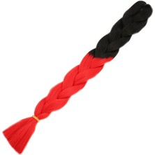 Afrika Örgülük Sentetik Ombreli Saç 100 Gr. / Siyah / Kırmızı