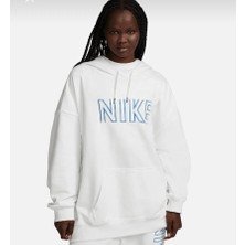 Nike Sportswear French Terry Oversized Fleece Pullover Hoodie Bol Kalıp Beyaz Kadın Sweatshirt FJ4915-121