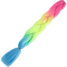 Afrika Örgülük Ombreli Sentetik Saç 100 Gr. / Fuşya / Neon Sarı / Açık Mavi