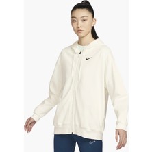 Nike Sportswear Oversized Statement Jersey Full-Zip Hoodie Bol Kalıp Krem Kadın Sweatshirt DM6415-133