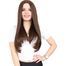 Seçkin Trend Fiber Sentetik Uzun Düz Peruk / Kahve Karamel