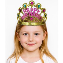 Altın Renk Happy Birthday Yazılı Doğum Günü Tacı 60 cm