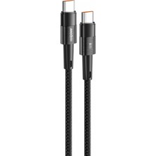 Realpower 60W Usb-C - Usb-C Örgülü Şarj Kablosu Siyah (1 M) CA-60WCCBK2