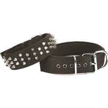 El Yapımı Çivili Köpek Boyun Tasması 5X55-65CM Siyah