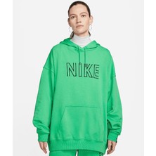 Nike Sportswear French Terry Oversized Fleece Pullover Hoodie Bol Kalıp Yeşil Kadın Sweatshirt FJ4915-363
