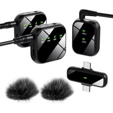 Kablosuz Ikili Yaka Mikrofonu, Type-C ve iPhone Uyumlu, Gürültü Engelleyici