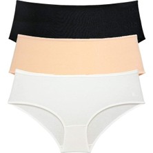 ModaSize 3 Adet Kadın Yüksek Bel Bato Külot Siyah Ten Krem