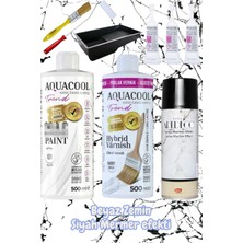 Aquacool Trend Mermer Fayans Islak Zemin Lavabo Boyama Seti Mermer Efekti 500 ml Vernik ve Boya