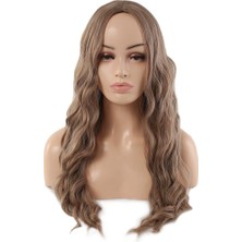 Su Dalgası Uzun Perçemsiz Fiber Sentetik Peruk / Küllü Bebek Sarı