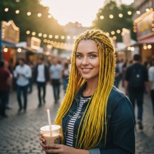 Afrika Örgüsü ve Rasta Için Sentetik Saç / Sarı