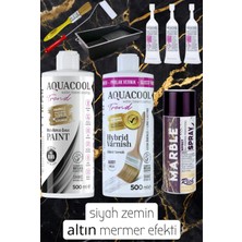 Aquacool Trend Mermer Fayans Islak Zemin Lavabo Boyama Seti Mermer Efekti 500 ml Vernik ve Boya
