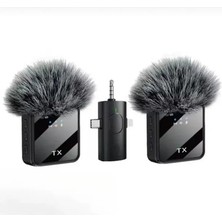 Ikili Kablosuz Yaka Mikrofonu, Type C ve iPhone Uyumlu, Canlı Yayın Seti