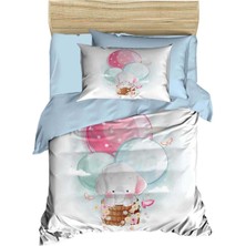 Mira Home Dijital Baskılı 3D Pamuklu Yenidoğan Bebek Nevresim Takımı Elephant Baloon Blue