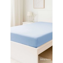 Mira Home Çift Kişilik Düz Penye  %100 Pamuklu Lastikli Çarşaf 180X200 Newsheet Mavi