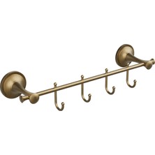 Conta Astra Serisi Antik Pirinç 4’lü Banyo Askılığı | Duvara Monte | Paslanmaz Metal