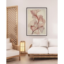 Fuart.Co Kırmızı Hatlı Gingko Yaprakları Dijital Baskı Poster (Çerçevesiz) BOFU