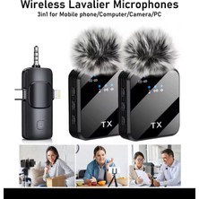 Kablosuz Yaka Mikrofonu Tip-C Android iPhone Kamera Ses ve Video Için