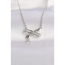 Stainles Steel 316L Çelik Zincir Gümüş Renk Zirkon Taşlı Kalp Detay Fiyonk Kolye