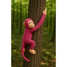 Akar Elleri Yapışan Oyun ve Uyku Arkadaşı Peluş Maymun Oyuncak Sarılan Maymun Koyu Pembe