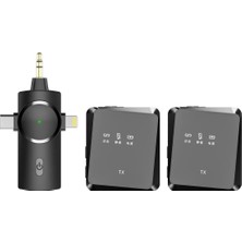 Çiftli Type-C Yaka Mikrofonu, Kamera, Pc, Android, Ios Uyumlu, 3'ü Bir Arada