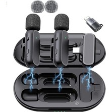 Kablosuz Lightning ve Android Uyumlu Mikrofon, Şarj Kutusu ile Gürültü Azaltma