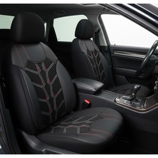 Auto Good Store Toyota Yaris 2011-2014 Uyumlu Lüx Deri Detaylı Keten Oto Koltuk Kılıfı Ön Arka Takım Karaca Dark Siyah