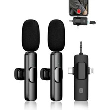 3 In 2 Yaka Mikrofonu Type-C iPhone Jaklı 20M Kablosuz Yayın Seti