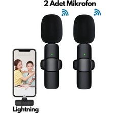 Kablosuz Yaka Mikrofon Seti, Lightning Bağlantılı, Çift Mini Mikrofon