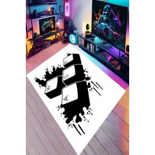 Reyhani Wasd Klavye Desenli Kaymaz Taban Makinede Yıkanabilir Gaming Oyuncu Gamer Genç Odası Halısı