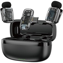 Kablosuz Yaka Mikrofonu, 2in1 Type-C Bağlantı, Anc Özelliği, Siyah