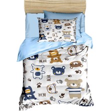 Mira Home Dijital Baskılı 3D Pamuklu Yenidoğan Bebek Nevresim Takımı Bear Toy Blue