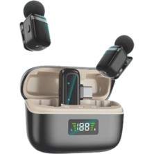 S35 Mını Kablosuz Yaka Mikrofonu 2’li Set, Gürültü Engelleyici, 30 Saat Pil