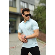 Comstar Erkek Kıvrılmaz Polo Yaka Cepsiz Slim Fit Dar Kesim Düz T-Shirt