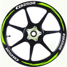 AK-SA-STR Yeni Özel  Motosiklet Jant Şeridi CB250R Uyumlu Beyaz-Fıstık Yeşili (Neon) Sağ-Sol/ön-Arka