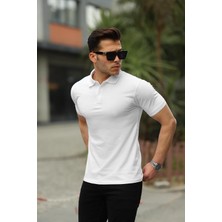 Comstar Erkek Kıvrılmaz Polo Yaka Cepsiz Slim Fit Dar Kesim Düz T-Shirt